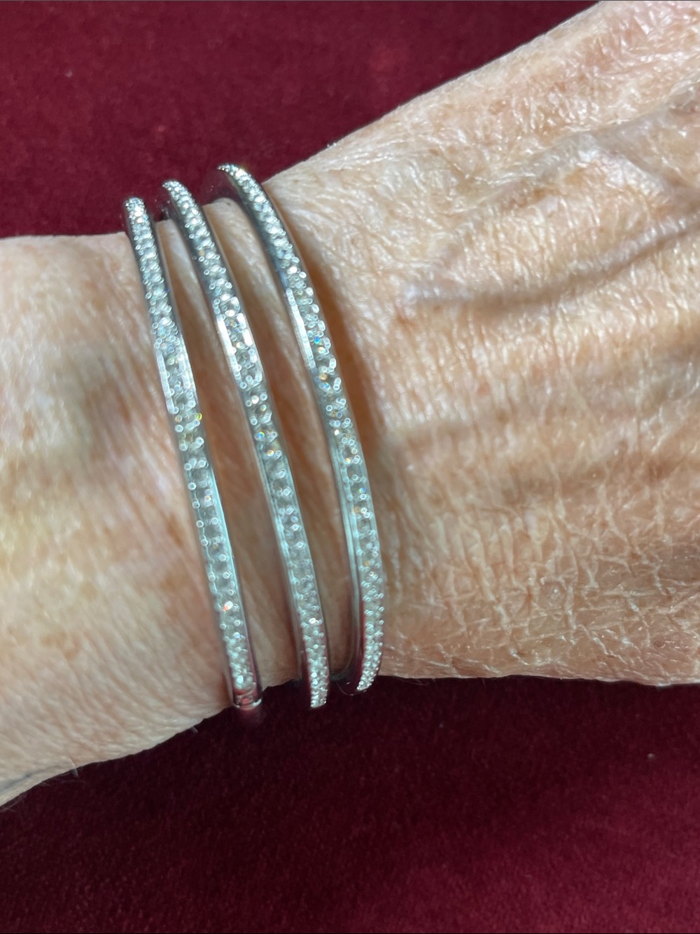 3 Nadri Oval Half Crystal Bangle Bracelets